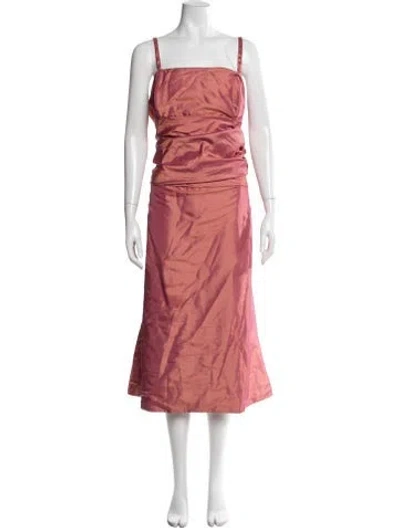 Pre-owned Amsale Square Neckline Long Dress In Pink