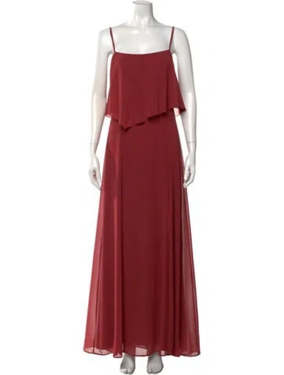 Pre-owned Amsale Square Neckline Long Dress In Red