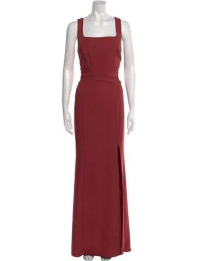 Pre-owned Amsale Square Neckline Long Dress In Red