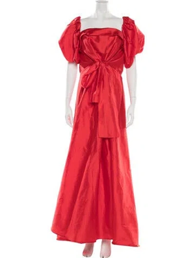 Pre-owned Amsale Square Neckline Long Dress In Red