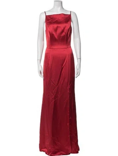 Pre-owned Amsale Square Neckline Long Dress In Red