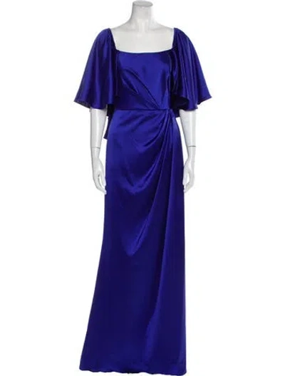 Pre-owned Amsale Square Neckline Long Dress W/ Tags In Blue