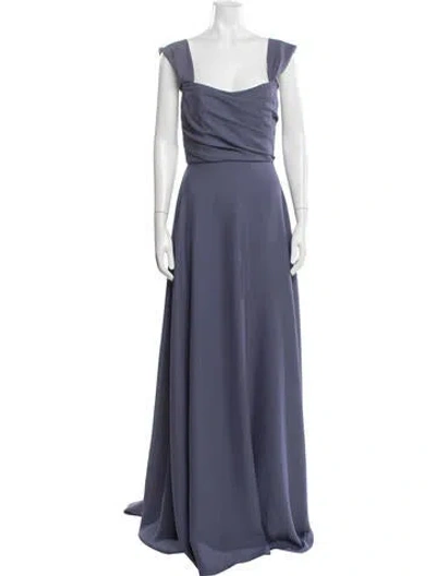 Pre-owned Amsale Square Neckline Long Dress W/ Tags In Blue