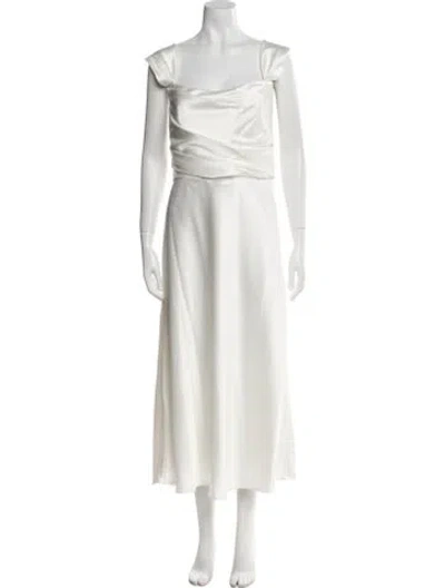 Pre-owned Amsale Square Neckline Long Dress In White