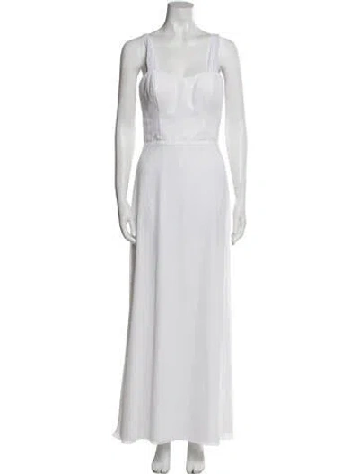 Pre-owned Amsale Square Neckline Long Dress In White