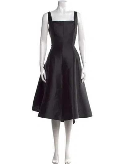 Pre-owned Amsale Square Neckline Midi Length Dress In Black