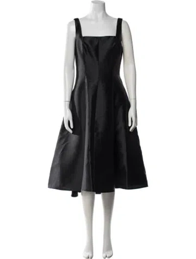 Pre-owned Amsale Square Neckline Midi Length Dress In Black