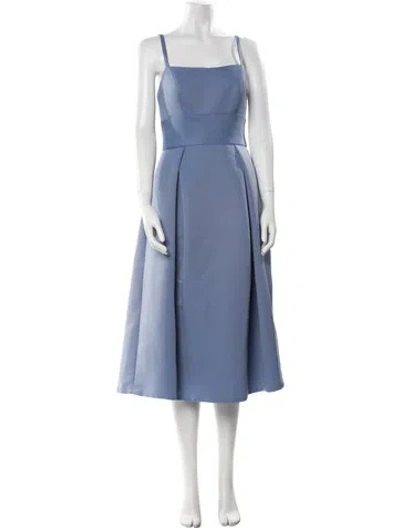 Pre-owned Amsale Square Neckline Midi Length Dress In Blue