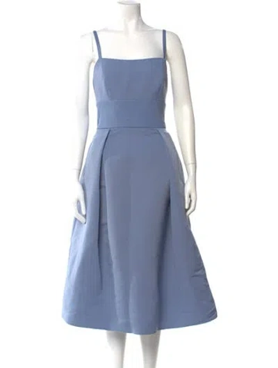 Pre-owned Amsale Square Neckline Midi Length Dress In Blue