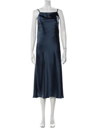 Pre-owned Amsale Square Neckline Midi Length Dress In Blue