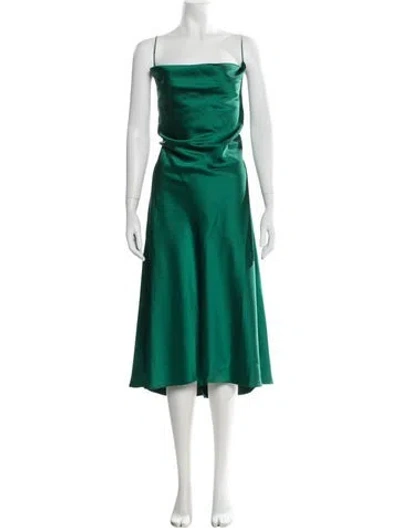 Pre-owned Amsale Square Neckline Midi Length Dress In Green