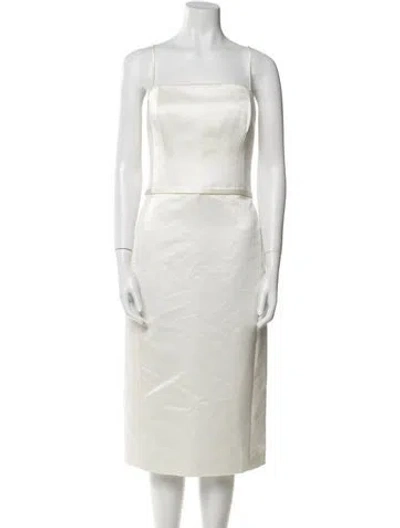 Pre-owned Amsale Square Neckline Midi Length Dress In Neutral