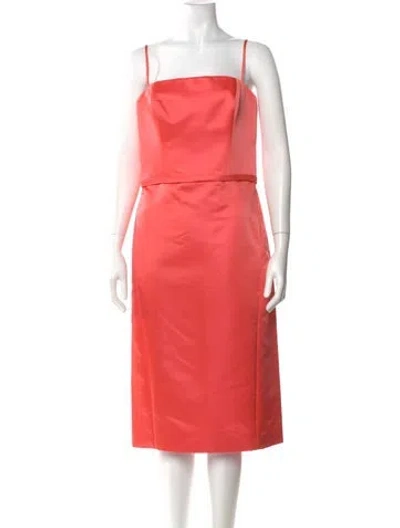 Pre-owned Amsale Square Neckline Midi Length Dress In Orange