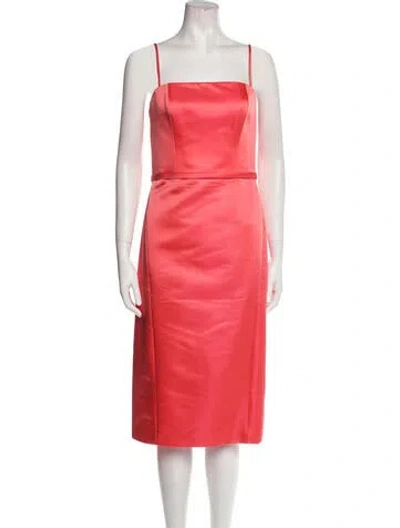 Pre-owned Amsale Square Neckline Midi Length Dress In Orange