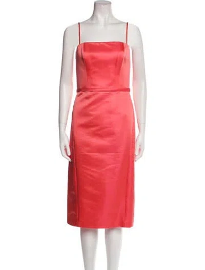 Pre-owned Amsale Square Neckline Midi Length Dress In Orange