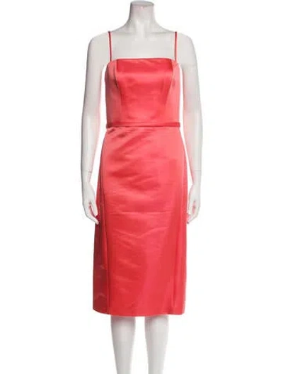Pre-owned Amsale Square Neckline Midi Length Dress In Orange