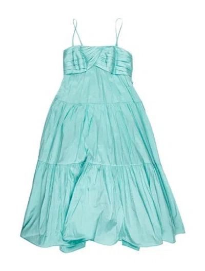 Pre-owned Amsale Square Neckline Midi Length Dress W/ Tags In Blue