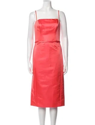 Pre-owned Amsale Square Neckline Midi Length Dress W/ Tags In Orange
