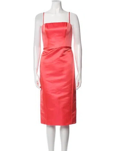 Pre-owned Amsale Square Neckline Midi Length Dress W/ Tags In Orange