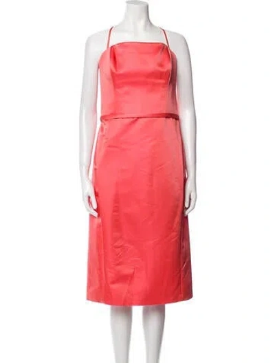 Pre-owned Amsale Square Neckline Midi Length Dress W/ Tags In Orange