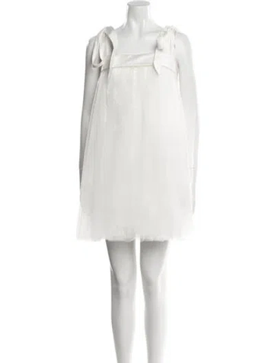 Pre-owned Amsale Square Neckline Mini Dress In White