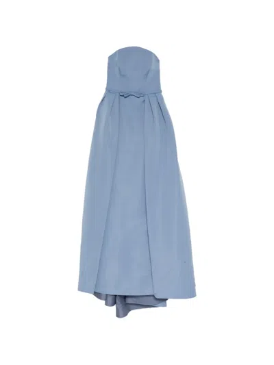 Amsale Strapless Bow-detail Gown In Blue