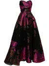 Amsale Strapless Cloqué Ball Gown In Black