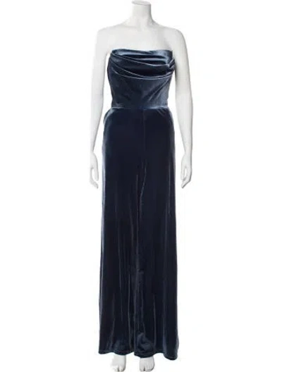 Pre-owned Amsale Strapless Jumpsuit W/ Tags In Blue