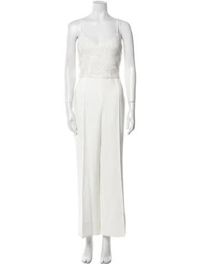 Pre-owned Amsale Strapless Jumpsuit In White