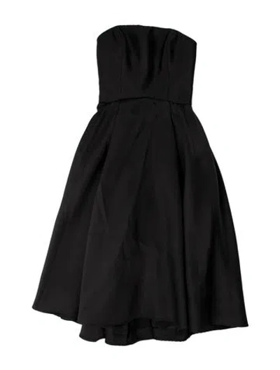 Pre-owned Amsale Strapless Knee-length Dress In Black