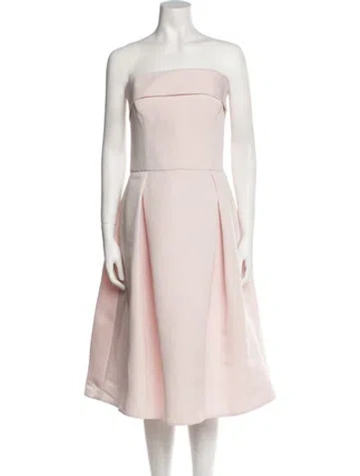 Pre-owned Amsale Strapless Knee-length Dress In Pink