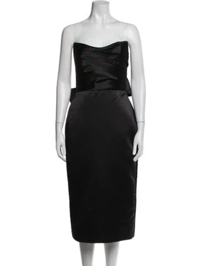 Pre-owned Amsale Strapless Knee-length Dress W/ Tags In Black