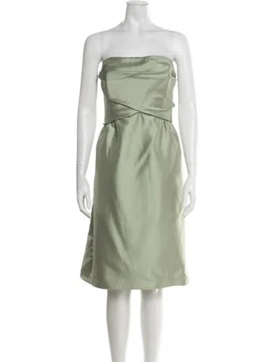 Pre-owned Amsale Strapless Knee-length Dress W/ Tags In Green