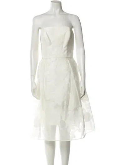 Pre-owned Amsale Strapless Knee-length Dress W/ Tags In White