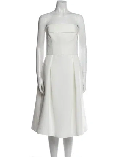 Pre-owned Amsale Strapless Knee-length Dress W/ Tags In White