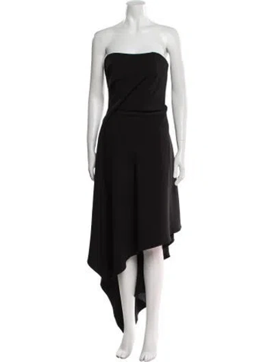 Pre-owned Amsale Strapless Long Dress In Black