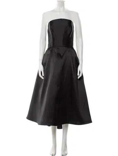 Pre-owned Amsale Strapless Long Dress In Black