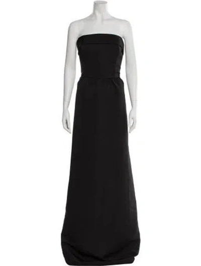 Pre-owned Amsale Strapless Long Dress In Black