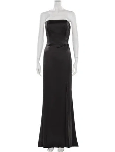 Pre-owned Amsale Strapless Long Dress In Black