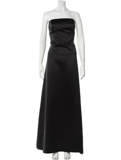Pre-owned Amsale Strapless Long Dress In Black