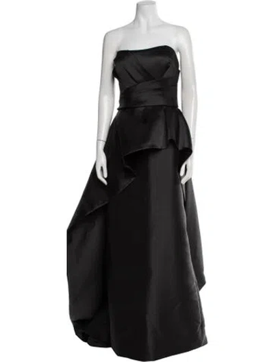 Pre-owned Amsale Strapless Long Dress In Black