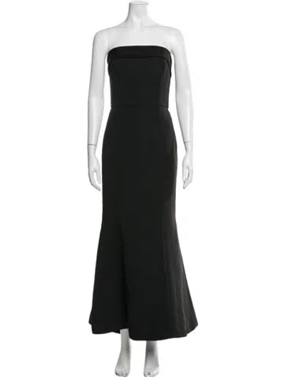 Pre-owned Amsale Strapless Long Dress In Black