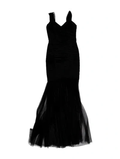 Pre-owned Amsale Strapless Long Dress In Black