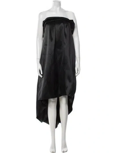 Pre-owned Amsale Strapless Long Dress In Black