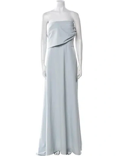 Pre-owned Amsale Strapless Long Dress In Blue
