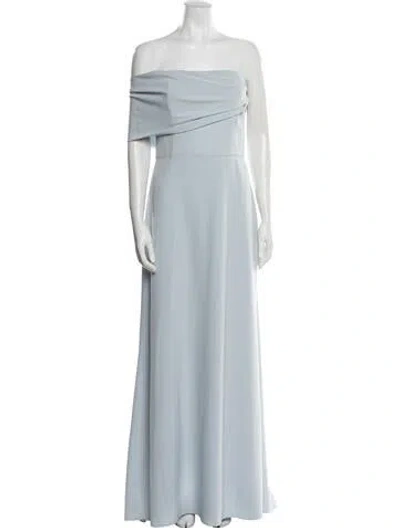 Pre-owned Amsale Strapless Long Dress In Blue