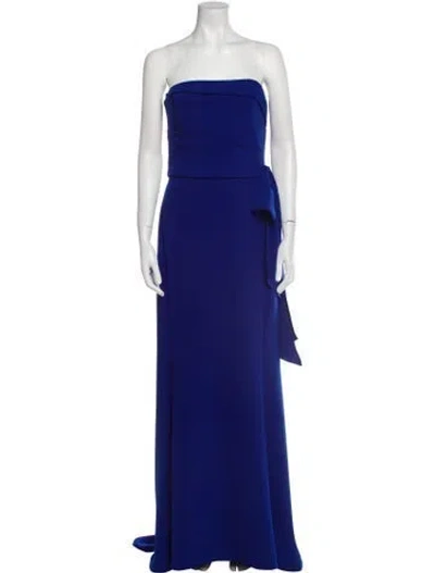 Pre-owned Amsale Strapless Long Dress In Blue
