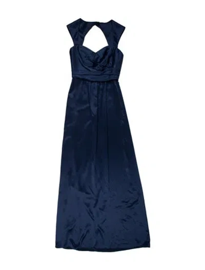 Pre-owned Amsale Strapless Long Dress In Blue