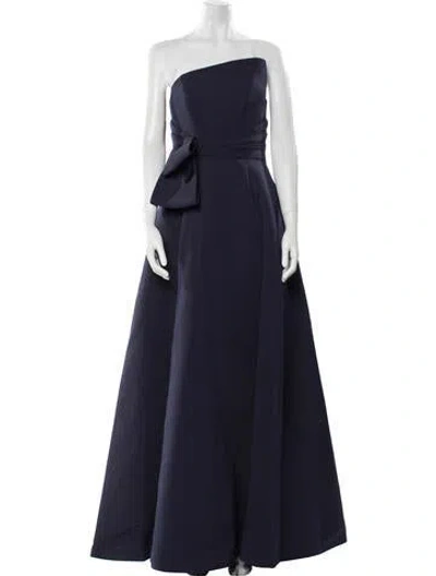 Pre-owned Amsale Strapless Long Dress In Blue