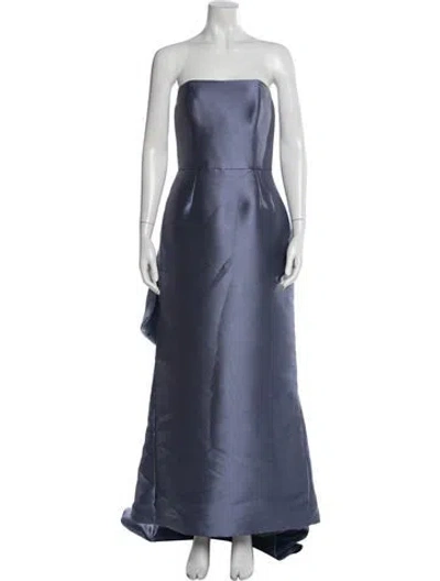 Pre-owned Amsale Strapless Long Dress In Blue